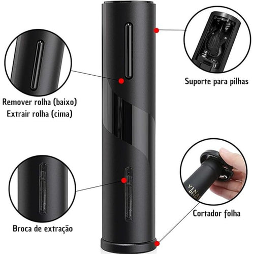 ABRIDOR DE VINHO AUTOMÁTICO SACA ROLHAS ELÉTRICO